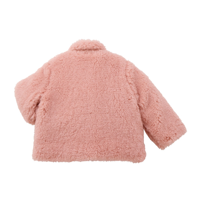 Seasonal Gray x Pink Merino Faux Fur Coat