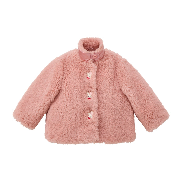 Seasonal Gray x Pink Merino Faux Fur Coat