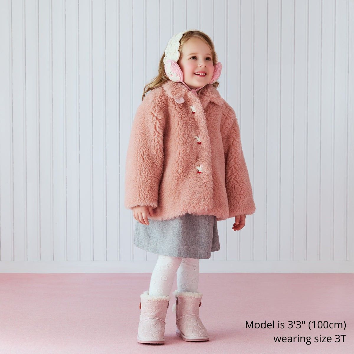 Seasonal Gray x Pink Merino Faux Fur Coat