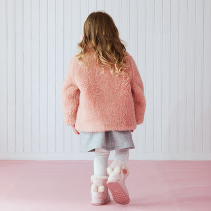 Seasonal Gray x Pink Merino Faux Fur Coat