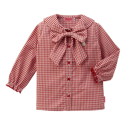 Sweet Gingham Ribbon Blouse