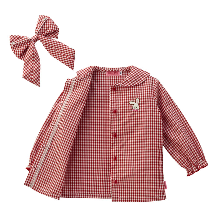 Sweet Gingham Ribbon Blouse