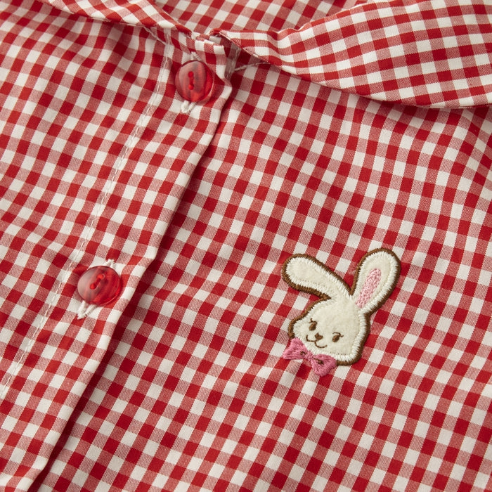 Sweet Gingham Ribbon Blouse