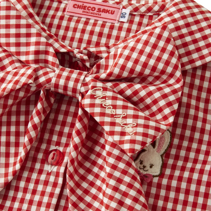 Sweet Gingham Ribbon Blouse