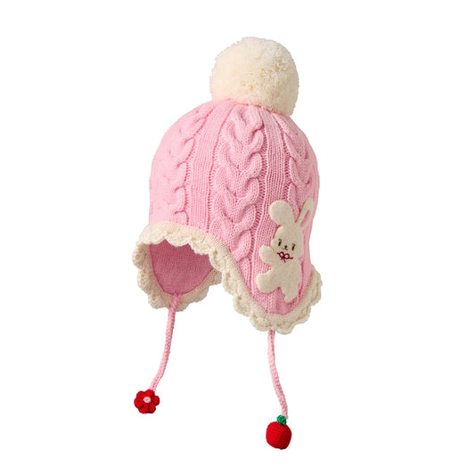 Seasonal Gray x Pink Cable Knit Hat