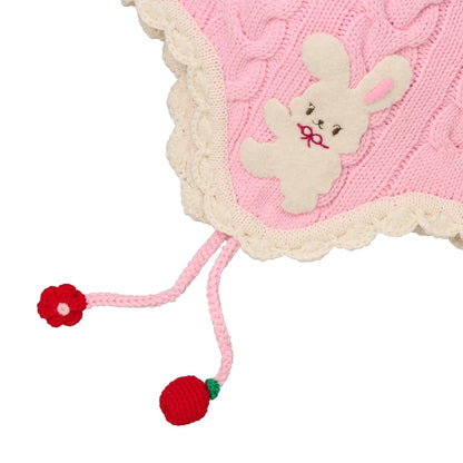 Seasonal Gray x Pink Cable Knit Hat