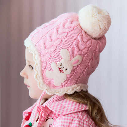 Seasonal Gray x Pink Cable Knit Hat