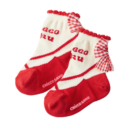 Sweet Gingham Ribbon Ballerina Socks