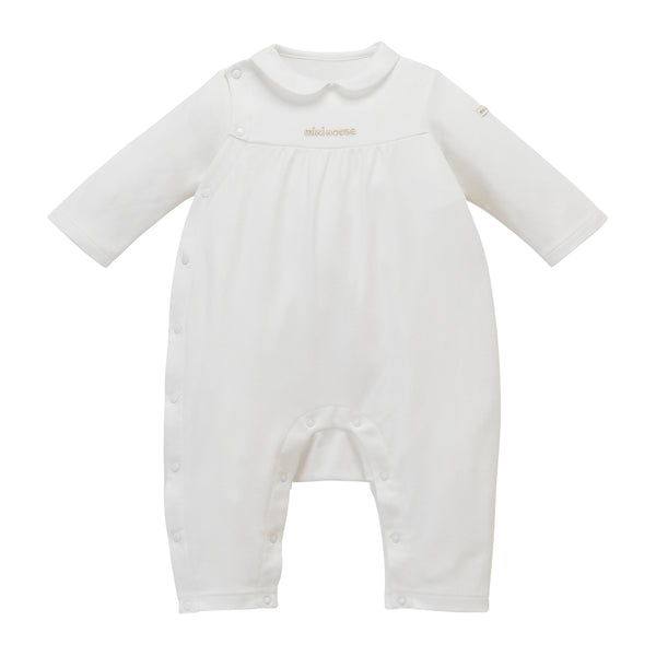 Sea Island Cotton Peter Pan Collar Coverall - WHITE