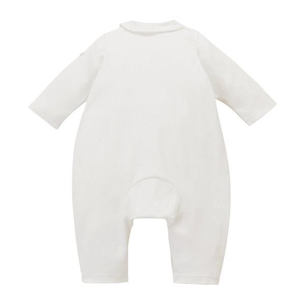 Sea Island Cotton Peter Pan Collar Coverall - WHITE