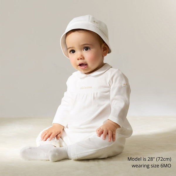 Sea Island Cotton Peter Pan Collar Coverall - WHITE