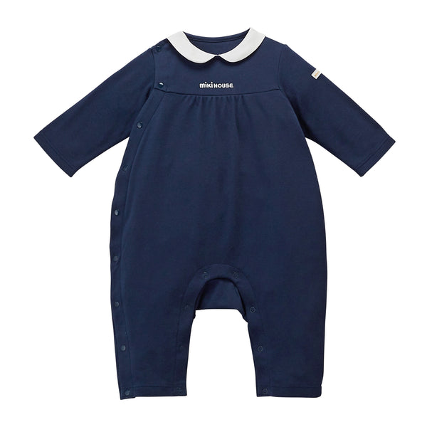 Sea Island Cotton Peter Pan Collar Coverall - NAVY