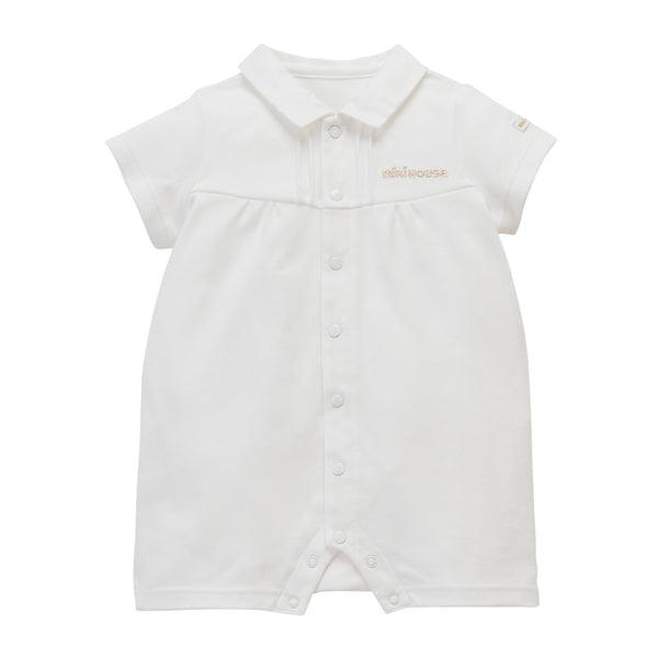 Sea Island Cotton Polo Short Rompers - WHITE