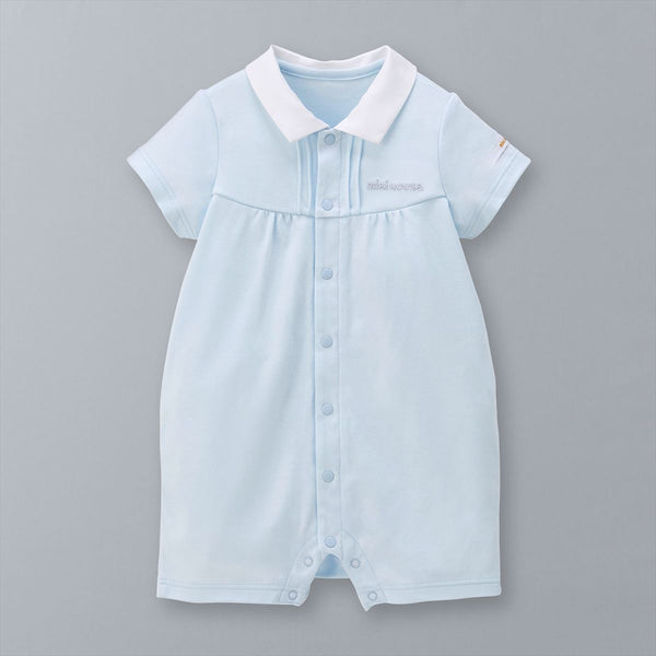 Sea Island Cotton Polo Short Rompers - BLUE