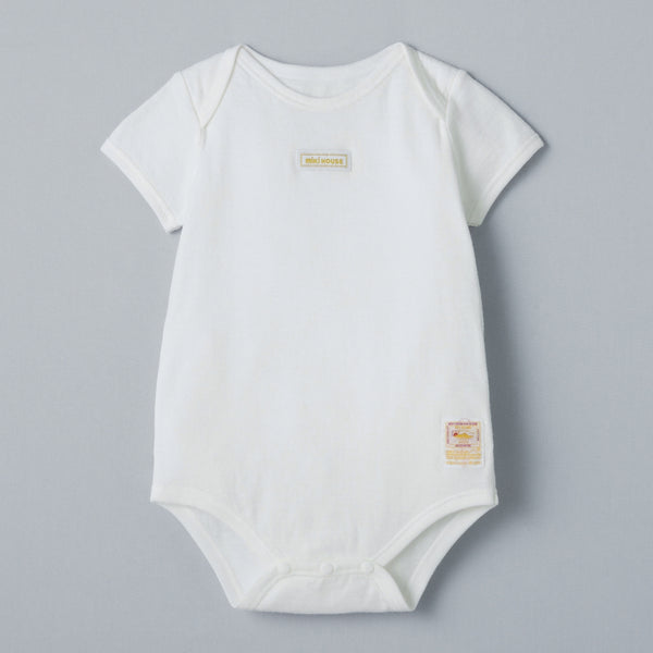Sea Island Cotton Short-Sleeve Onesie Bodysuit - WHITE