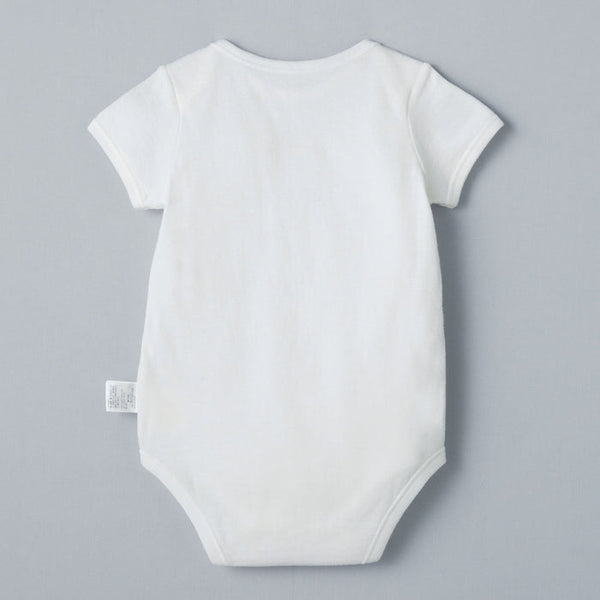 Sea Island Cotton Short-Sleeve Onesie Bodysuit - WHITE