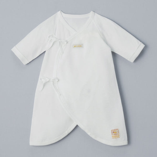 Sea Island Cotton Kimono-Style Hadagi Bodysuit - WHITE