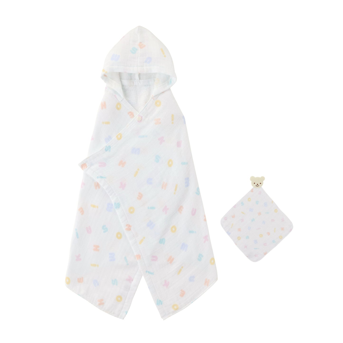 Pastel Logo Gauze Bath Poncho & Mini Towel Set (Gift Box Included)
