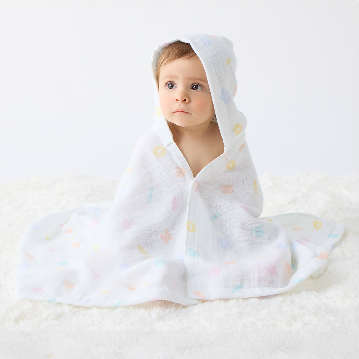 Pastel Logo Gauze Bath Poncho & Mini Towel Set (Gift Box Included)