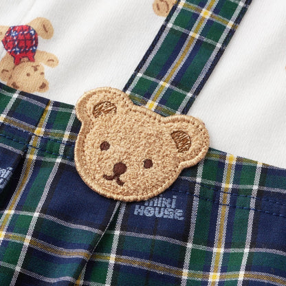 My Little Teddy Suspender Rompers - MIKI HOUSE USA