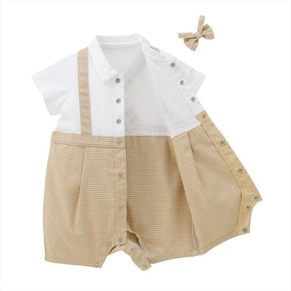 Short Tuxedo Bow Tie Rompers