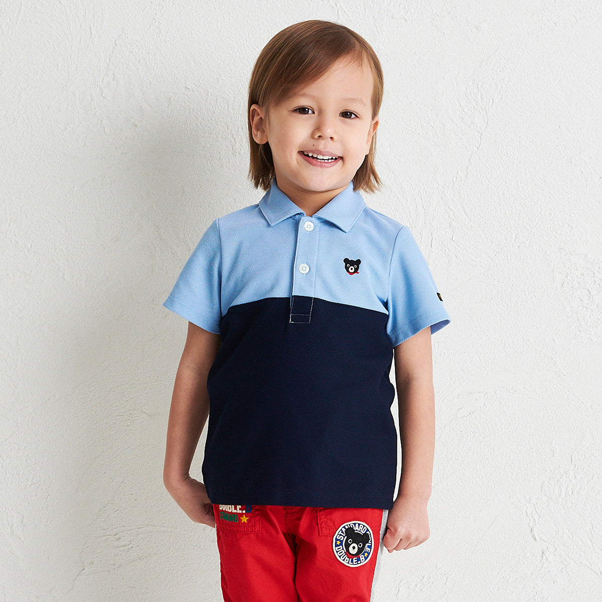 Double Block Short-Sleeve Polo Shirt