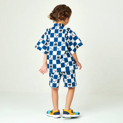 Two-Piece Checkered Kimono Jinbei