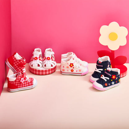 Sweet Gingham Baby Flower Sandals