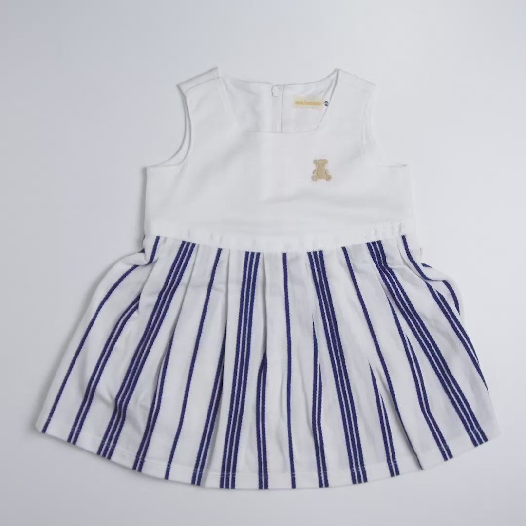 Teddy Bear Emblem Coastal Stripe Dress