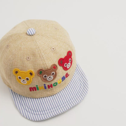 Candy Striped Faux Straw Cap (UV Protection)