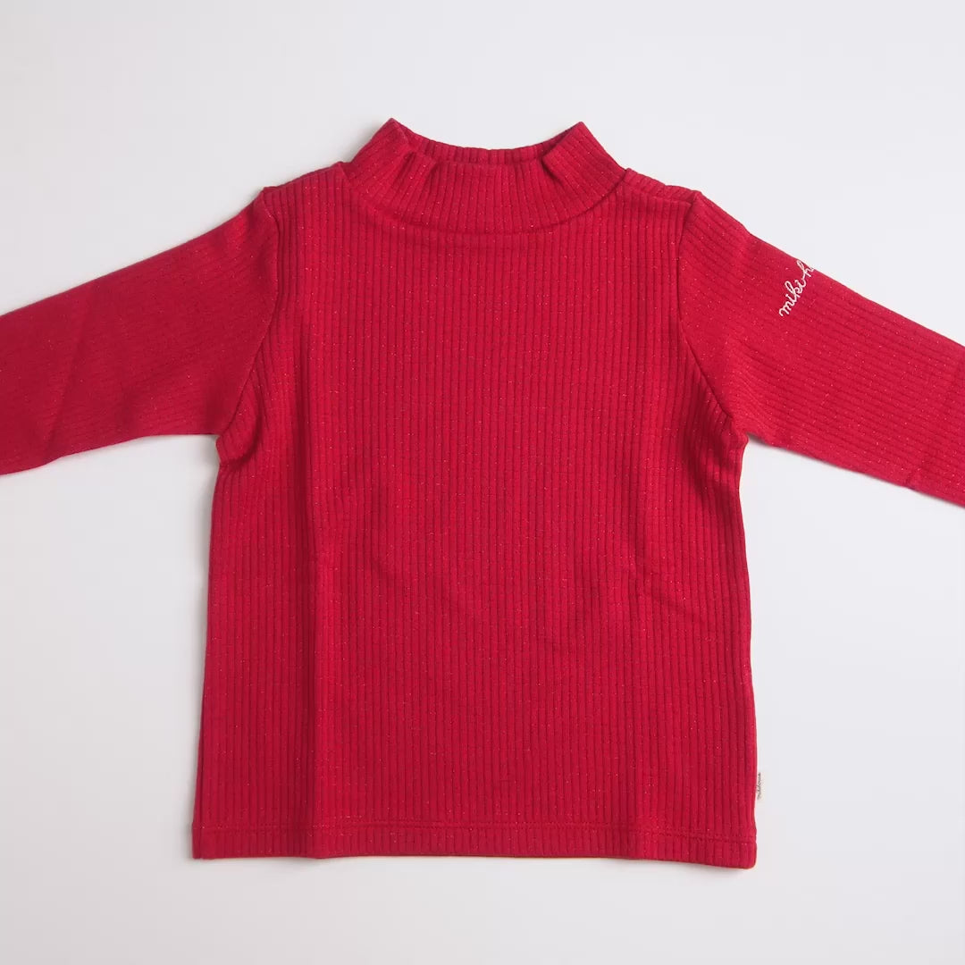 Shimmer Stripe Mock Neck Tee