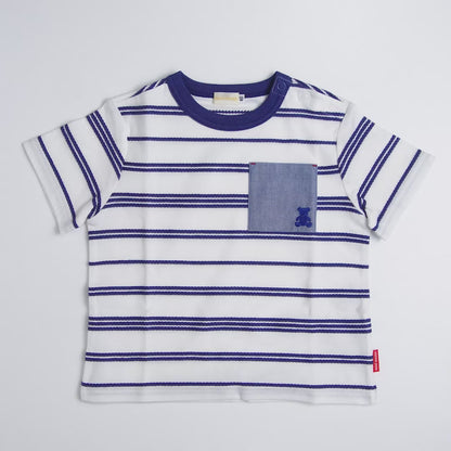 Teddy Bear Emblem Coastal Stripe Tee