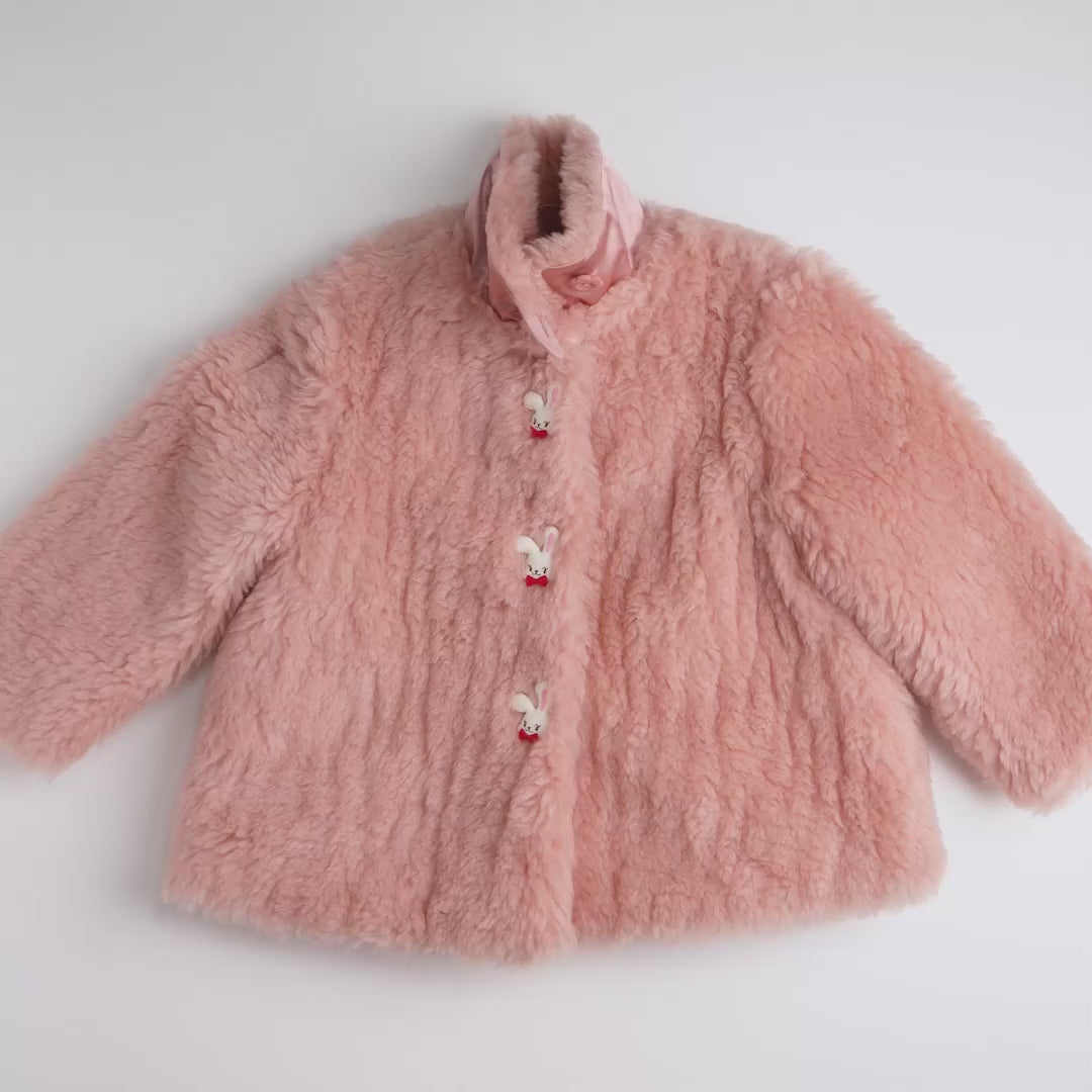 Seasonal Gray x Pink Merino Faux Fur Coat