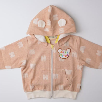 Terry Cloth Jacquard Logo Zip-Up Hoodie