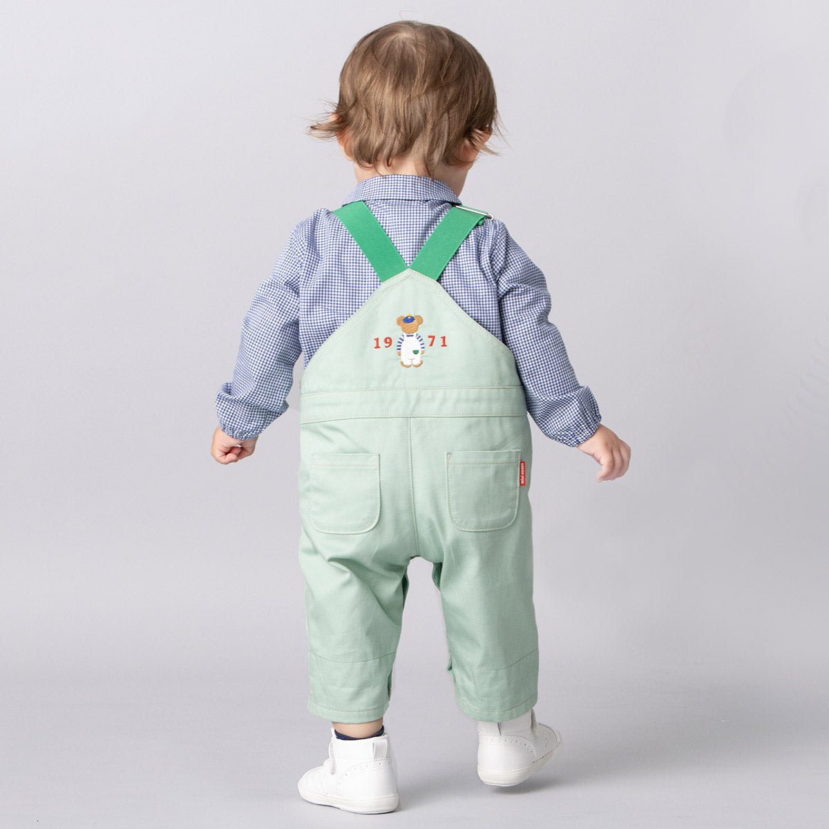 Matcha Cream Capri Overalls - MIKI HOUSE USA