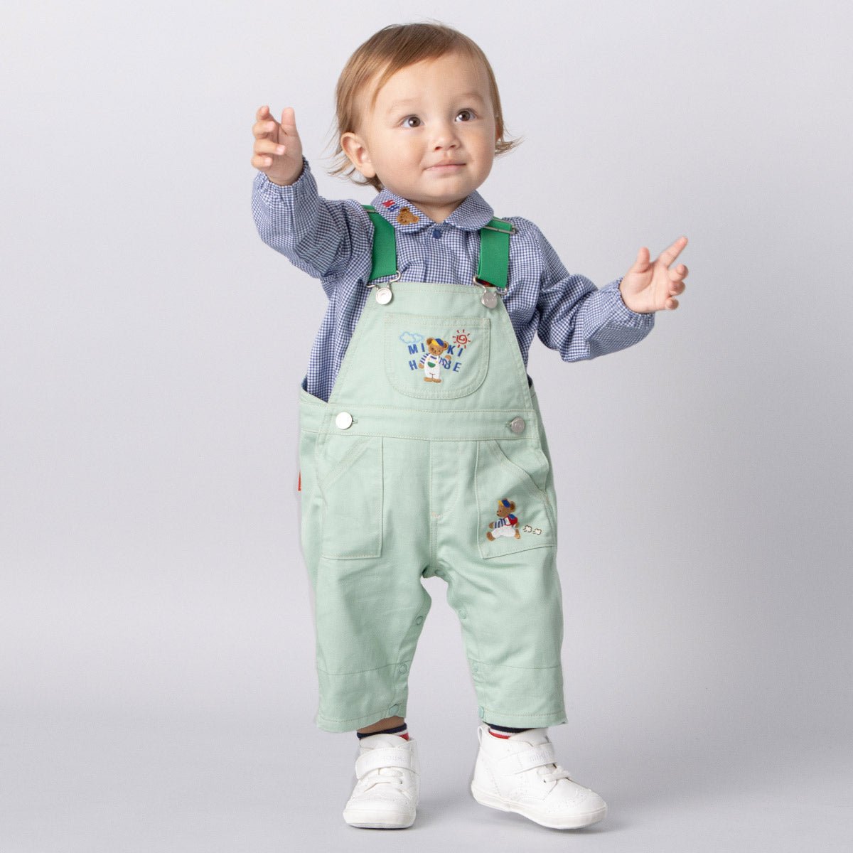 Matcha Cream Capri Overalls - MIKI HOUSE USA