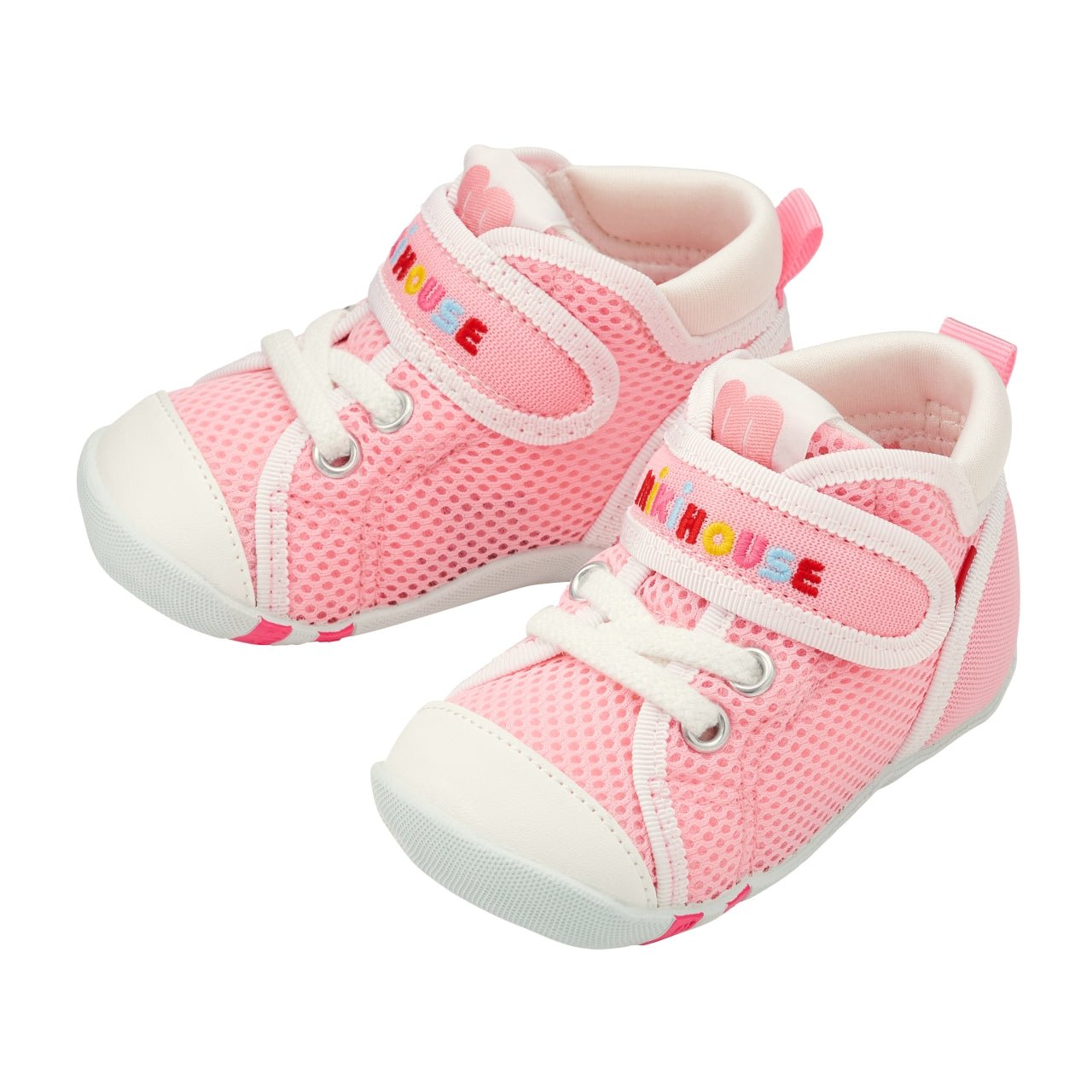 Double Russell Mesh First Walker Shoes - Strawberry Milk - MIKI HOUSE USA