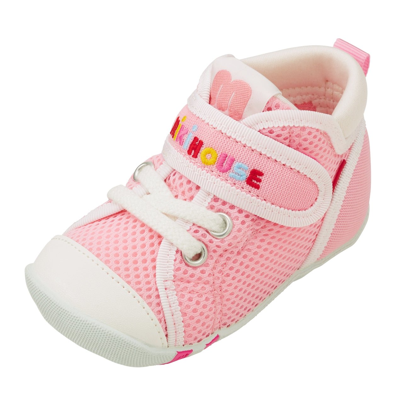 Double Russell Mesh First Walker Shoes - Strawberry Milk