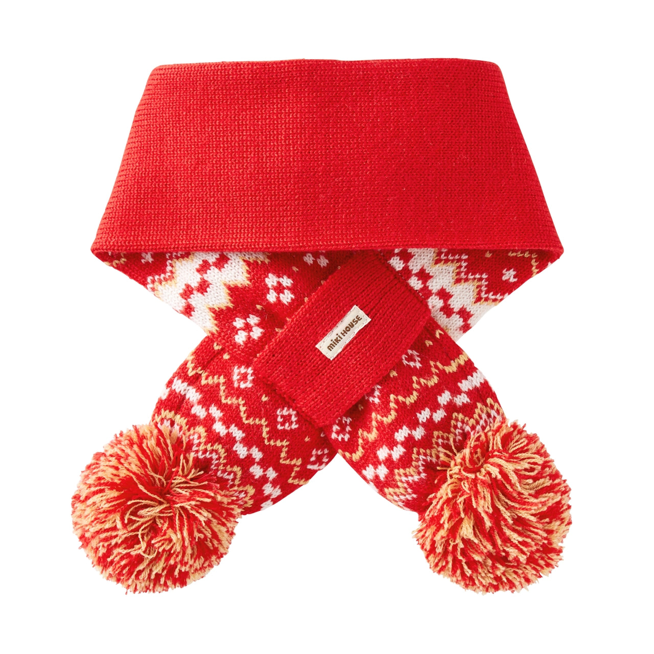 Red Scarf Scarf With Pom Poms Confetti Pom-Pom Scarf-Usako – MIKI