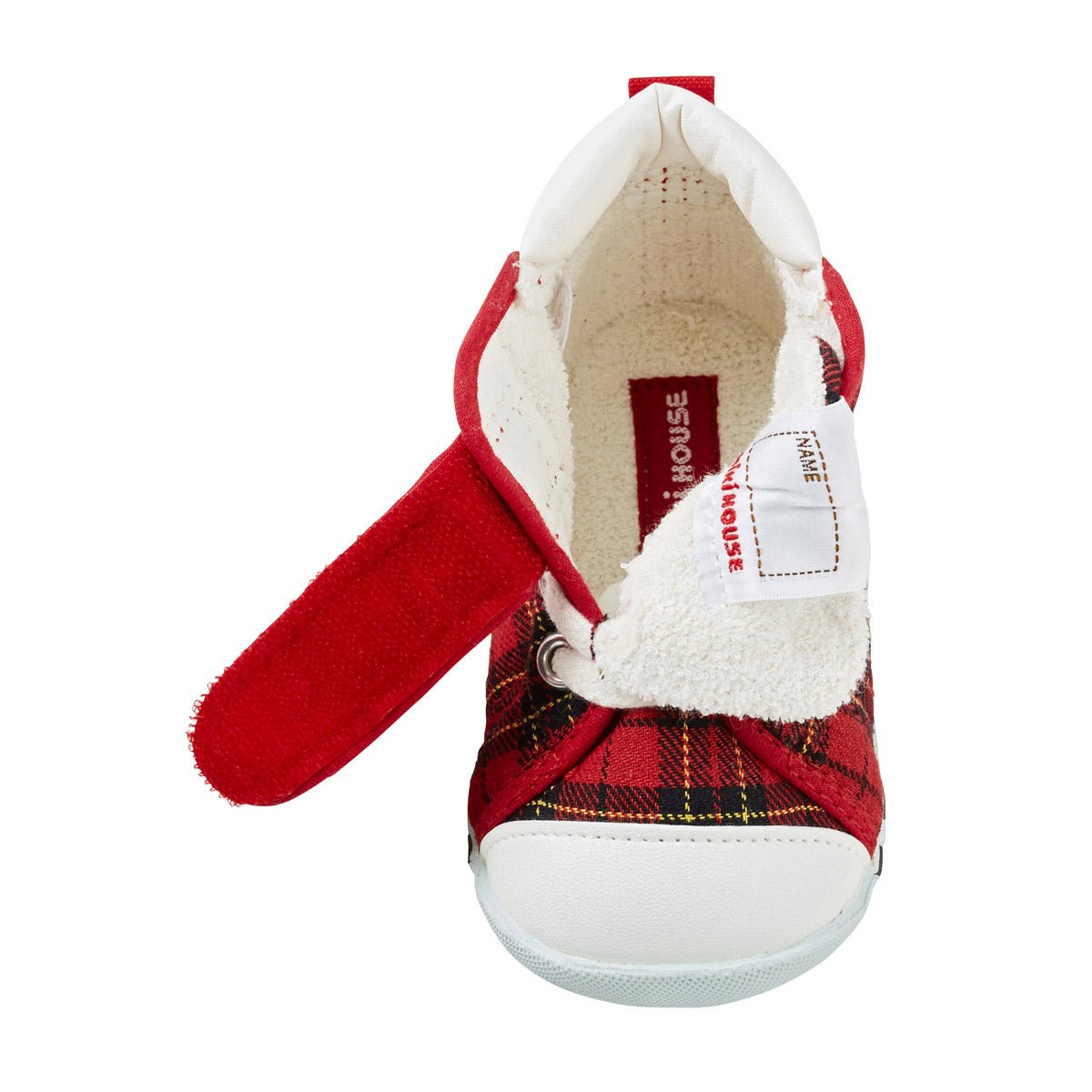 High Top First Walker shoes - Stylish Plaid - MIKI HOUSE USA