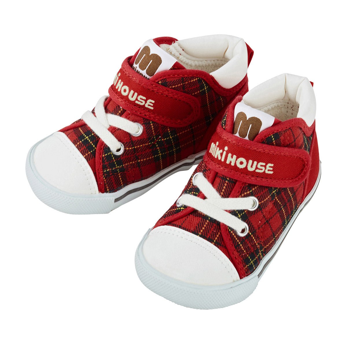 High Top Second Shoes - Stylish Plaid - MIKI HOUSE USA
