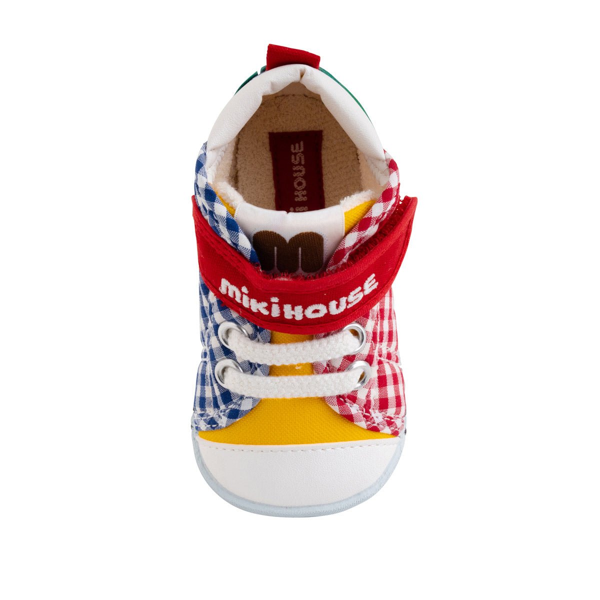 High Top First Walker Shoes - Patchwork Gingham - MIKI HOUSE USA