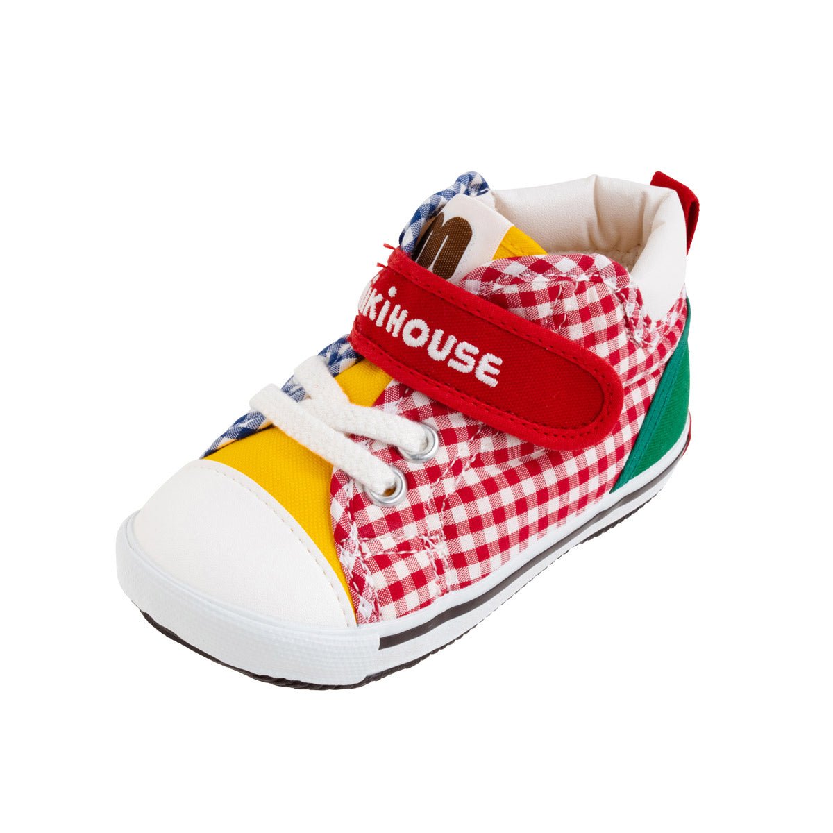 High Top Second Shoes - Patchwork Gingham - MIKI HOUSE USA