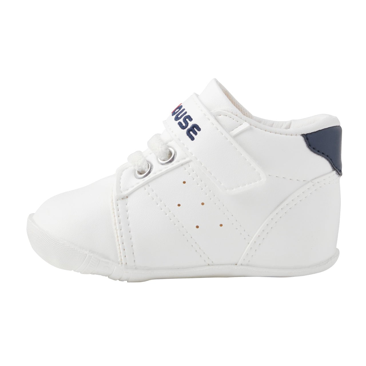 Miki House touch-strap cotton trainers - White