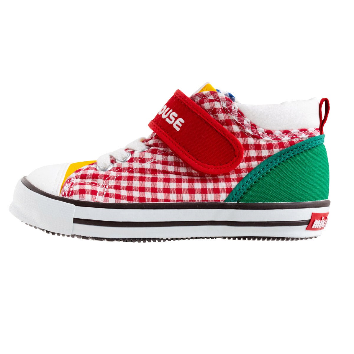 High Top sneaker for Kids - Patchwork Gingham - MIKI HOUSE USA