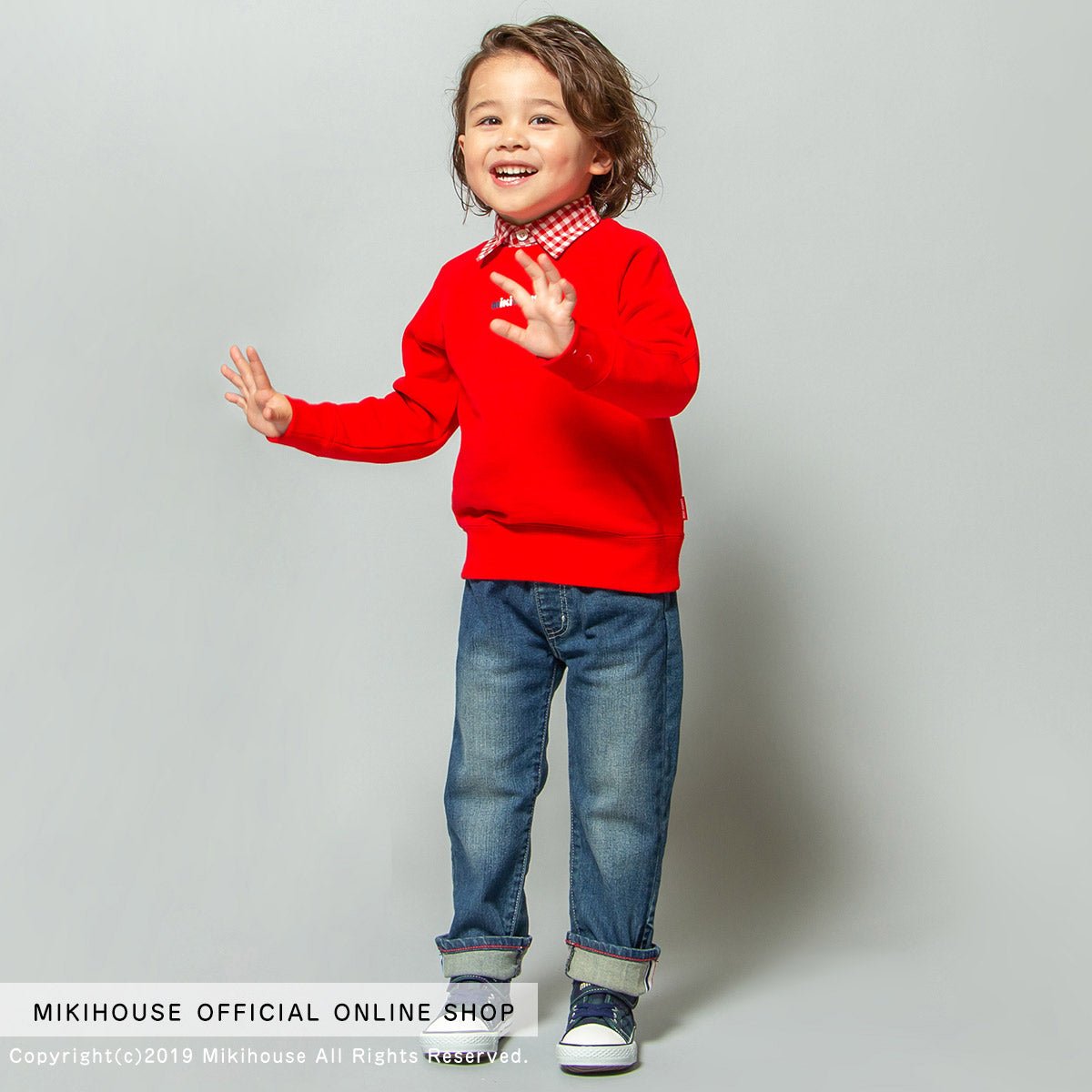 High Top Sneaker for Kids - Stylish Plaid - MIKI HOUSE USA