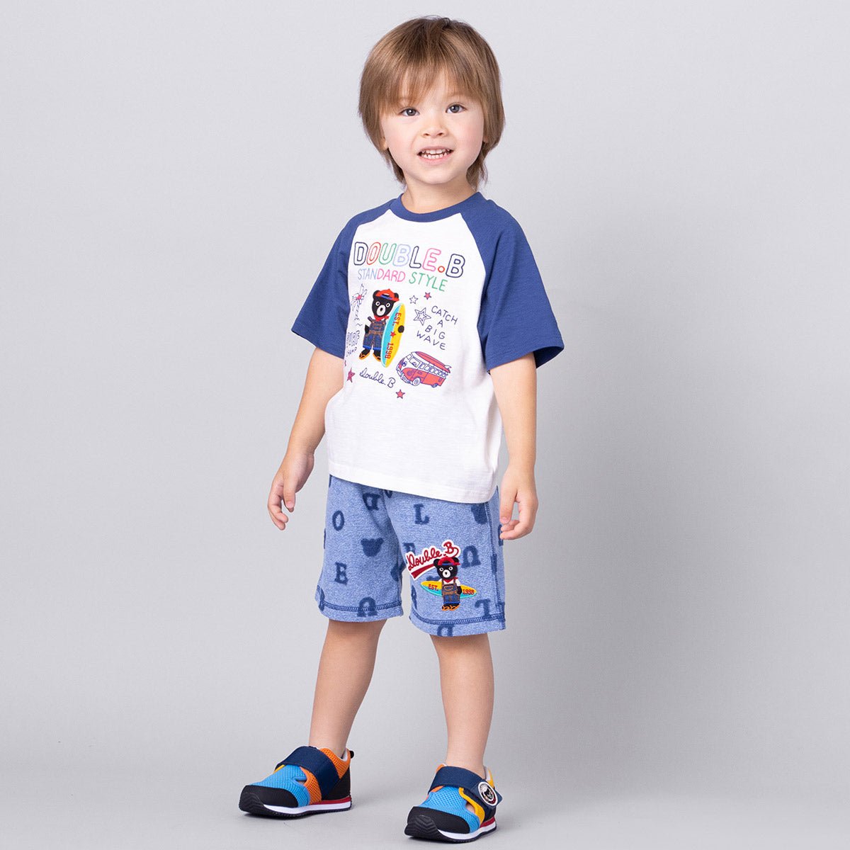 DOUBLE_B Double Russell Sneakers for Kids - Sunset Waves - MIKI HOUSE USA