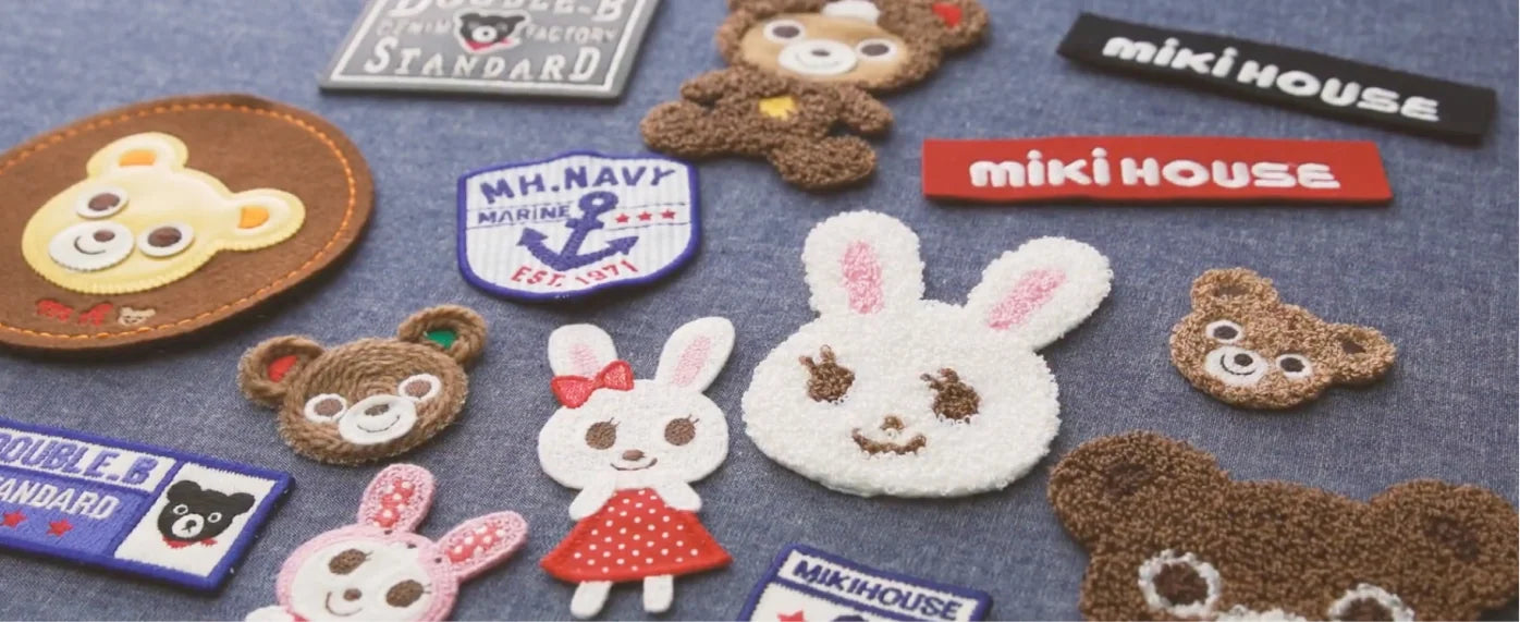 Colorful embroidered MIKI HOUSE characters and patches